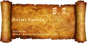 Balan Karola névjegykártya